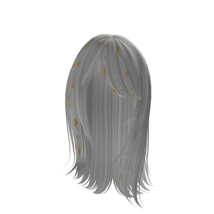 White Y2K Star Pattern Long Straight Hair Roblox item