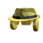 Shiny Golden Fedora+Headphones+shades