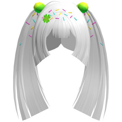 ♡ kawaii clover sprinkles long pigtails in white
