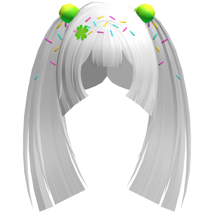 ♡ kawaii clover sprinkles long pigtails in white