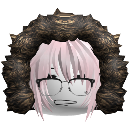 nerdy emo pink hair w fur hood Roblox item