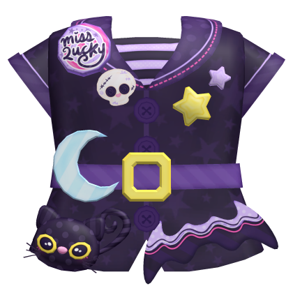♡ Cutesy purple cat witch halloween skull top Roblox item