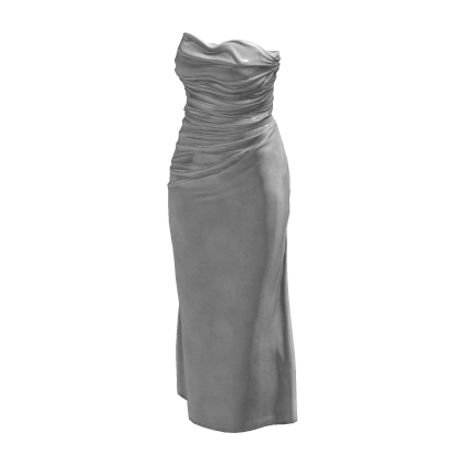 Silver Long Silk Slim Satin Gown Dress