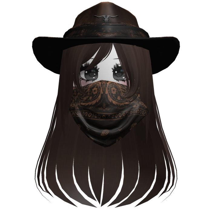 Brown Cowgirl Hat with Mask + Neck Scarf