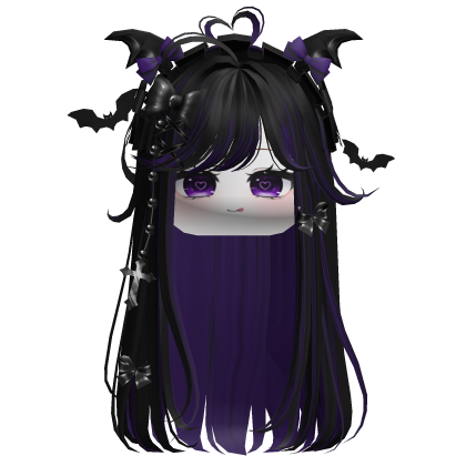 Vamp Straight  Hair w/Headband (Black&Purple)