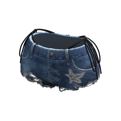 Y2K Ripped Denim Shorts w/ Black Bikini thumbnail