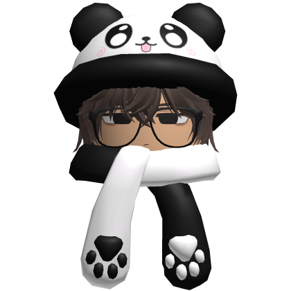 Cute Panda Hat + Scarf Boy Hair Brown