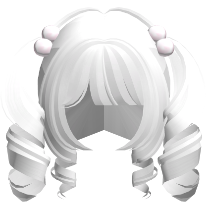 ♡ : cute short curly doll pigtails in white Roblox item