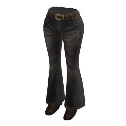 🍀Y2K Flare Pants with Belt(Brown)