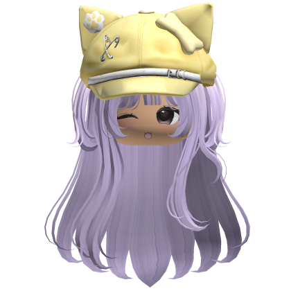 Kawaii Kitty Beret Purple Hair w/ Wink Face
