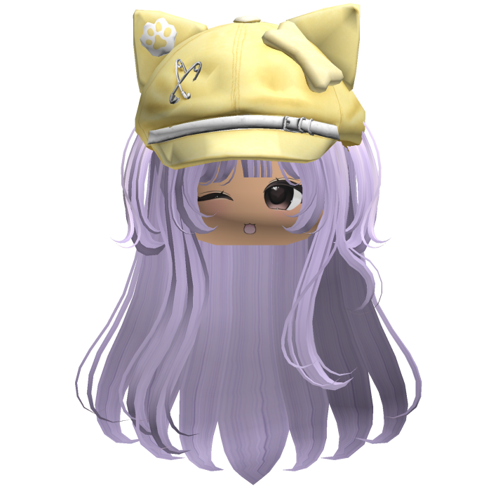 Kawaii Kitty Beret Purple Hair w/ Wink Face