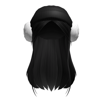 Black Earmuffs Beanie Straight Girl Hair Roblox item