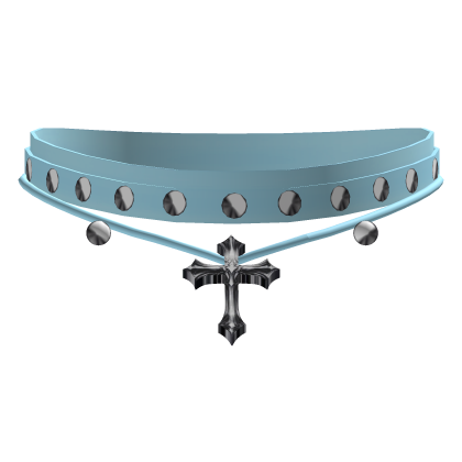 alt studded blue cross choker with piercings