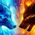 light and dark wolf