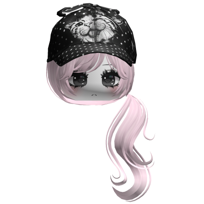 ♡ cute moe girl w black polka dots hat