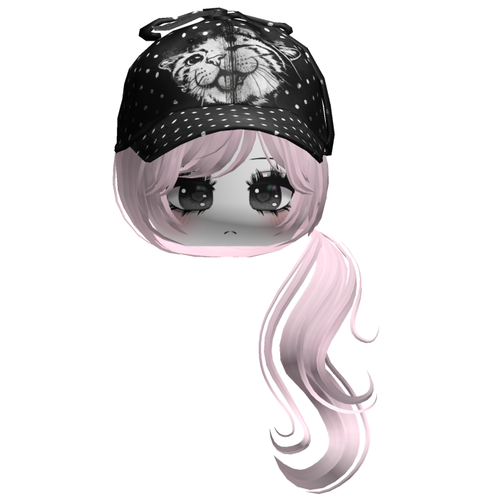 ♡ cute moe girl w black polka dots hat