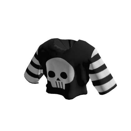 Cropped Striped Goth Skull Tee