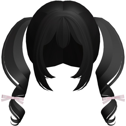 black kawaii playful swirly pigtails w bows