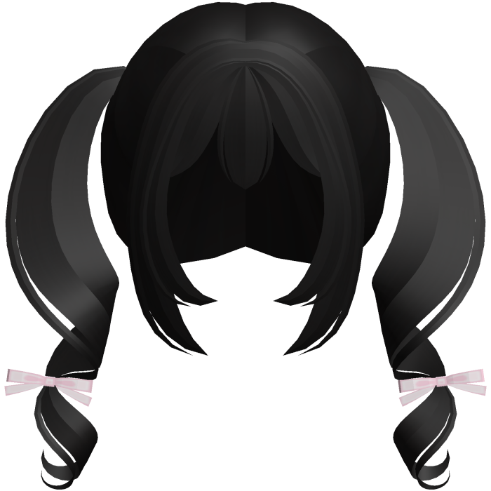 black kawaii playful swirly pigtails w bows