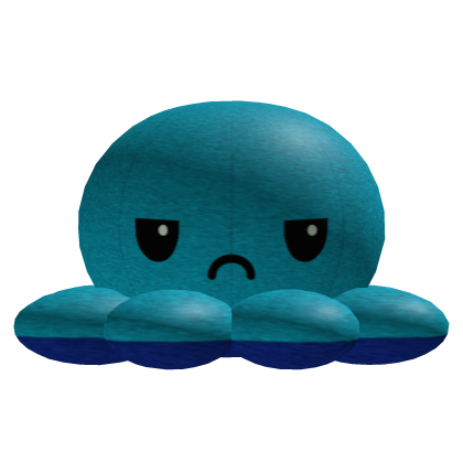 Grumpy Cyan Octopus Head