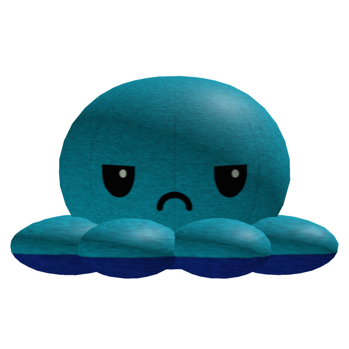 Grumpy Cyan Octopus Head