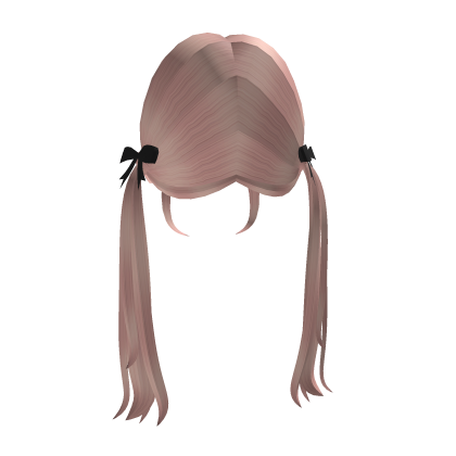 Pink Cute Anime Girl Ponytail Hair (Black Bows) Roblox item