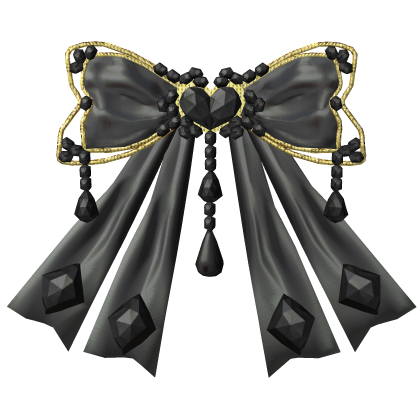 Black Ornament Ribbon Heart Glazed Hair Bow  Roblox item
