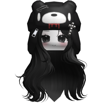 Fuzzy Bear Ushanka Flowy Long Hair (Black)