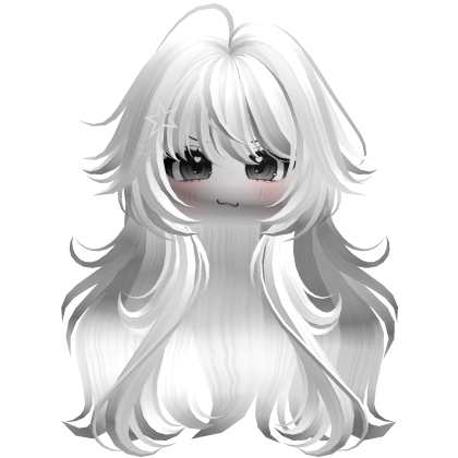 Fluffy Long Spikey Wolfcut W/ Face (White) thumbnail