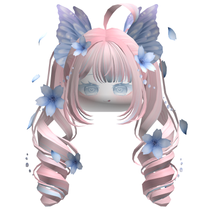 Mystical Sakura Petal Pigtails (Pink&Blue)