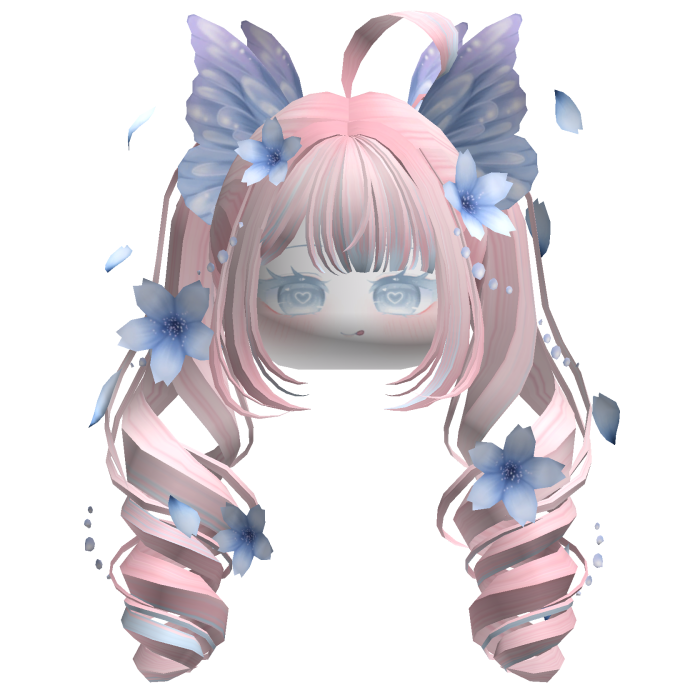 Mystical Sakura Petal Pigtails (Pink&Blue)