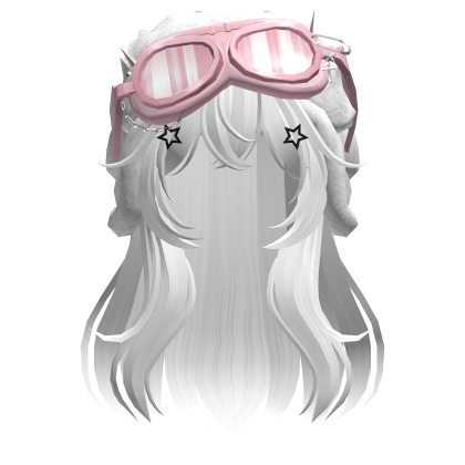 White Anime Long Hair w/ Y2K Goggles Ushanka v3 Roblox item