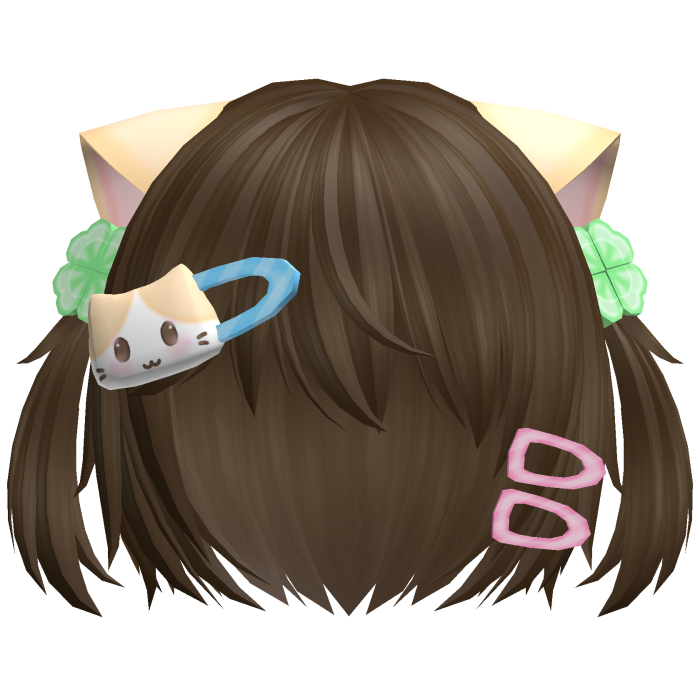 ♡ kawaii short auburn cat hair w pigtails n clip