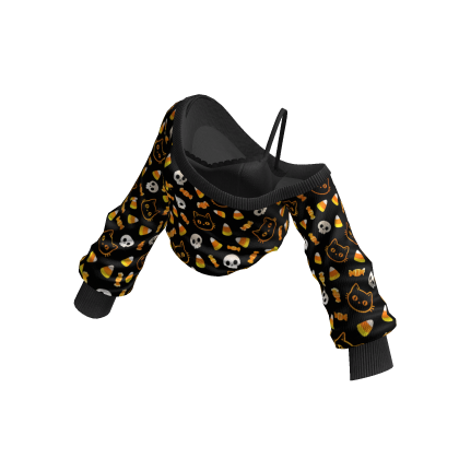 Candy Corn Halloween One-Shoulder Sweater