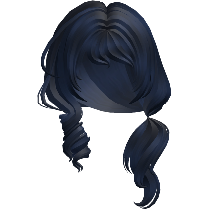 Soft Swirly Curled Side Ponytail (Blue)