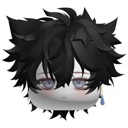 Black Furry Messy Anime Boy Hair w/ ears