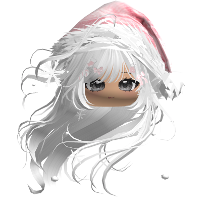 Windy Anime Hair w/Santa Hat (White)