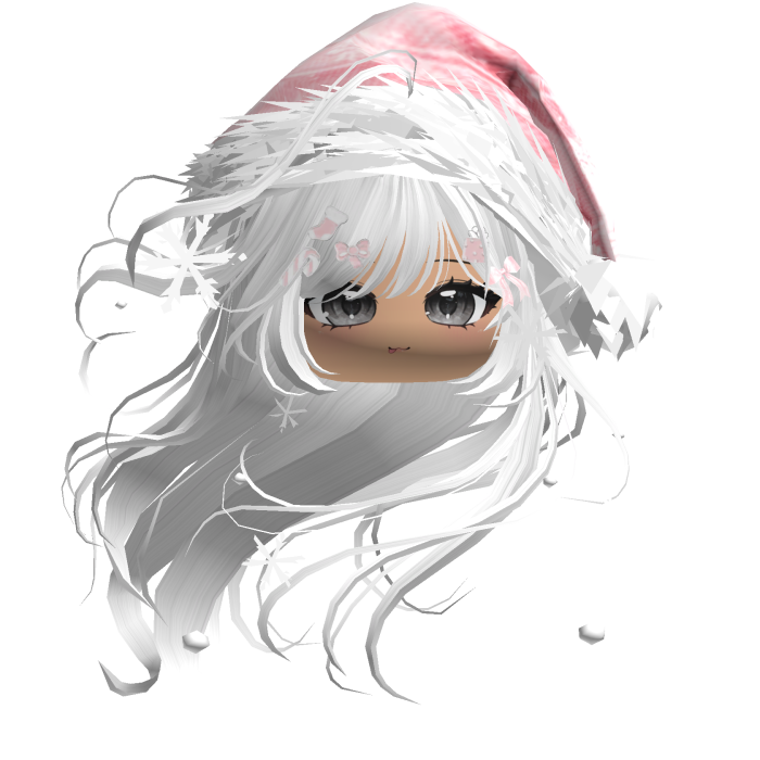 Windy Anime Hair w/Santa Hat (White)