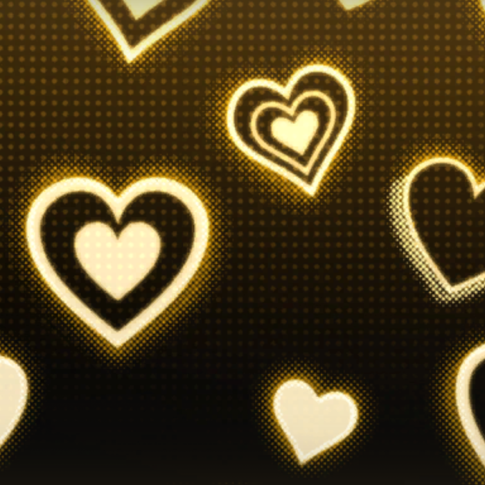 Yellow Neon Glowing Hearts