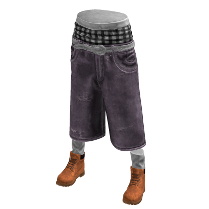 Purple Sagging Baggy Denim Shorts w/ Boots
