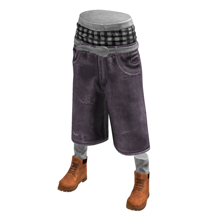 Purple Sagging Baggy Denim Shorts w/ Boots