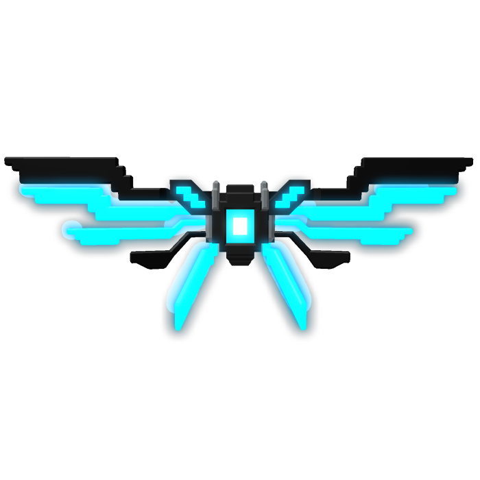 Emissive Glowing Wings Jetpack - Cyan Voxel Cyber