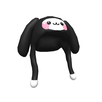Aesthetic kawaii black bunny hat Roblox item