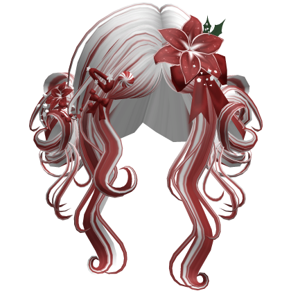 ♡ Christmas Flowery Twin Buns (White & Red)