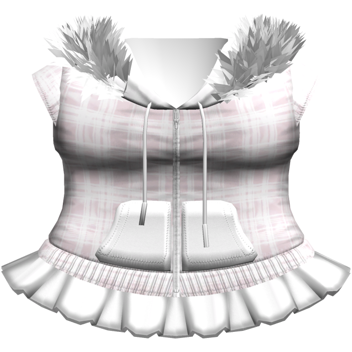 ♱ gothic plaid emo fur hoodie + skirt pink & white