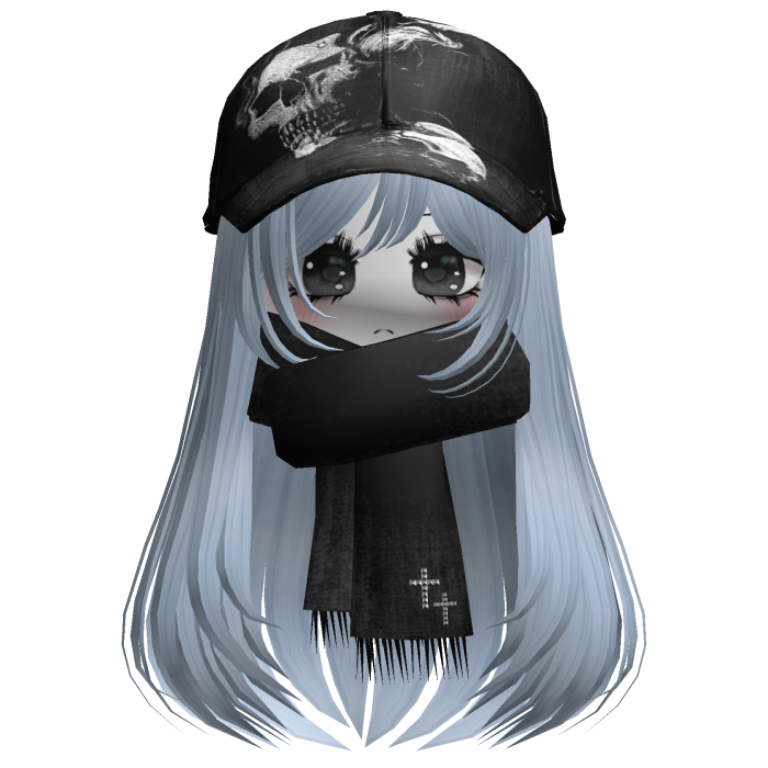 ♡ cute moe girl with emo skull hat + scarf