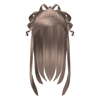 Y2k Side Bangs Curly Ponytail Long Milk Tea Hair Roblox item