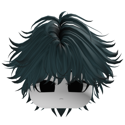 dark cyan anime messy layered hair