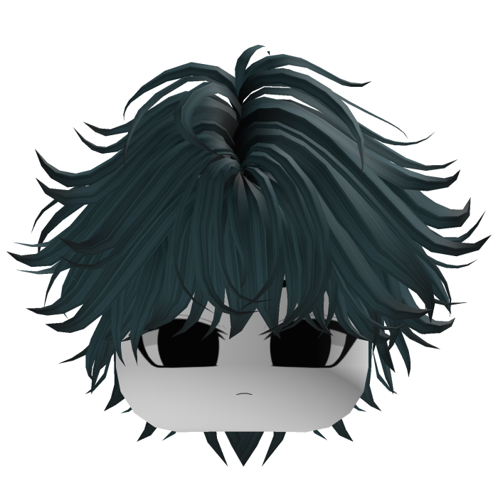 dark cyan anime messy layered hair