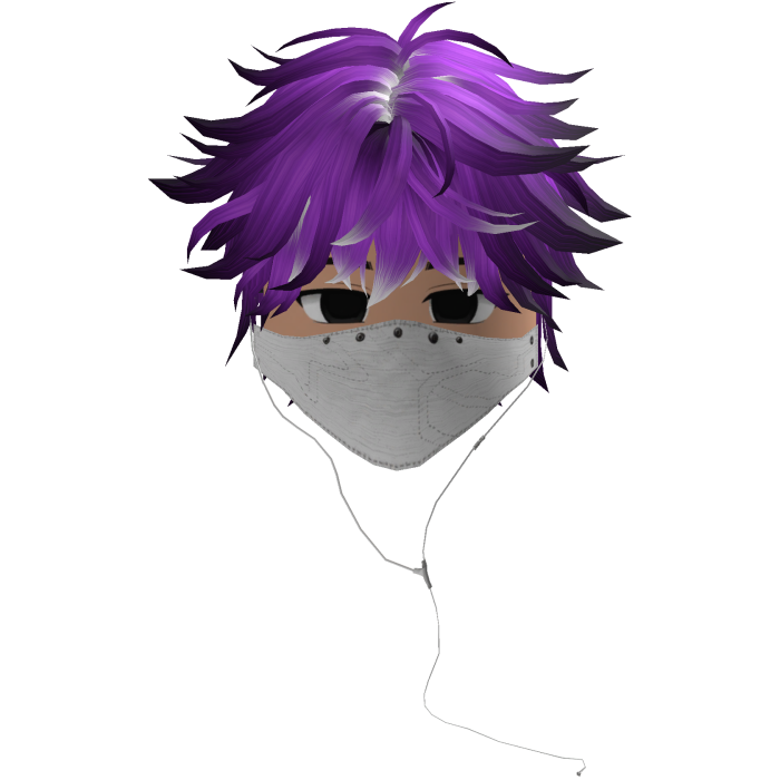Cute Emo Boy Headphones Mask white Y2K ( purple )